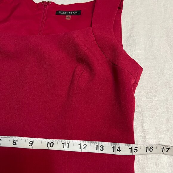 Albert Nipon Pink Red Sheath Dress Size 4 Sleeveless Fitted Cocktail Career - Picture 9 of 12